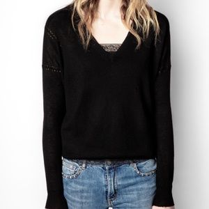 Zadig & Voltaire Black Brume Merino Sweater Black V Neck Medium